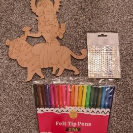 Ambe Maa MDF cutout with colour pens & gems