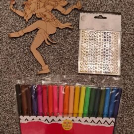 Dancing Shiva MDF cutout with colour pens & gems