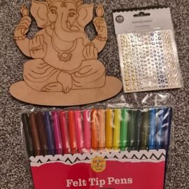 Ganeshji MDF cutout with colour pens & gems