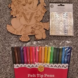 Ganpati MDF cutout with colour pens & gems