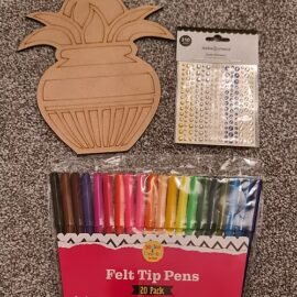 Kalash MDF cutout with colour pens & gems