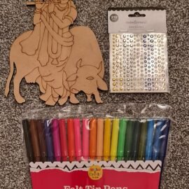 Lord Krishna Flute MDF cutout with colour pens & gems