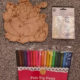 Saraswati MDF cutout with colour pens & gems